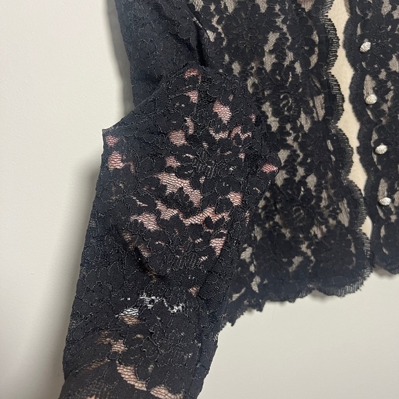 Talbots Black Lace Long Sleeve Open Front Jacket/Top - Picture 3 of 6